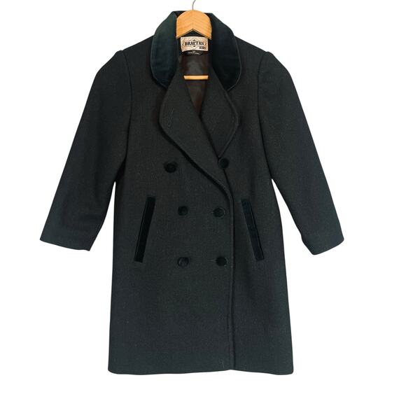 Vintage Braetan Kids Girls Double Breasted Dress Coat Green Size 7 - Picture 1 of 6